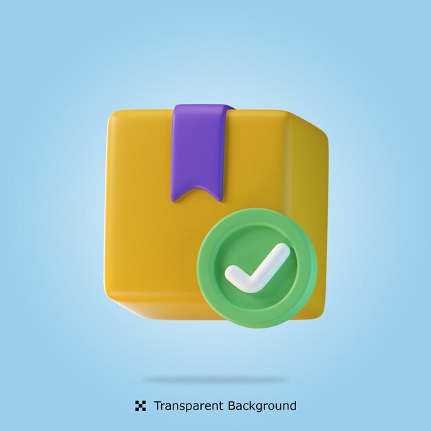 PSD 3d rendering Check Package 3d icon isolated illustration