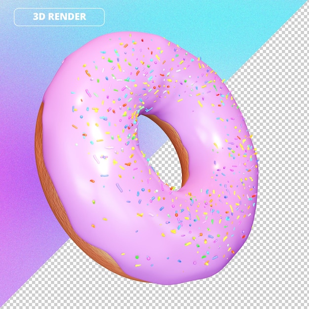 Psd 3d rendering donuts sweet flying light pink