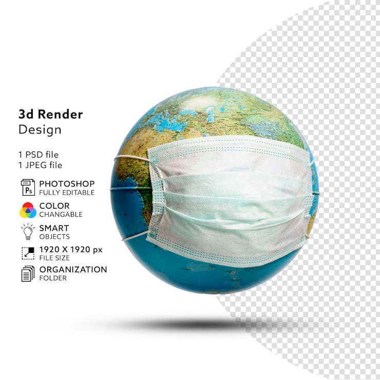 PSD psd 3d-рендеринг земли с маской