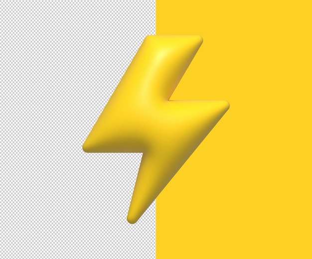 PSD 3d rendering of flash thunder icon