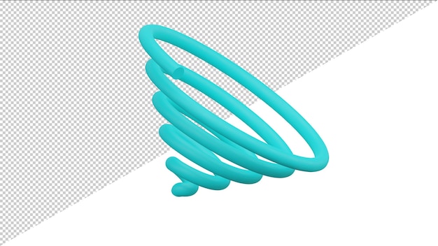Psd 3d rendering geometric shape spiral lightblue