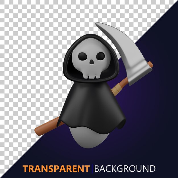 PSD psd 3d rendering grim reaper halloween illustration