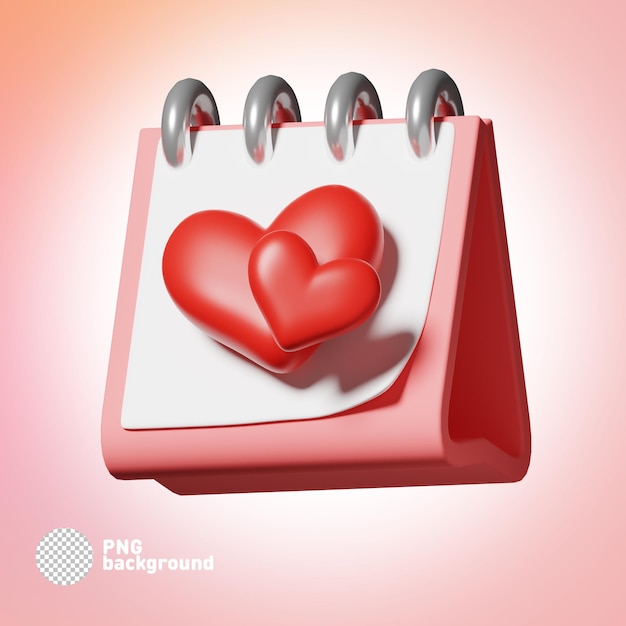 PSD psd rappresentazione 3d del concetto di illustrazione dell'icona del calendario di amore isolato