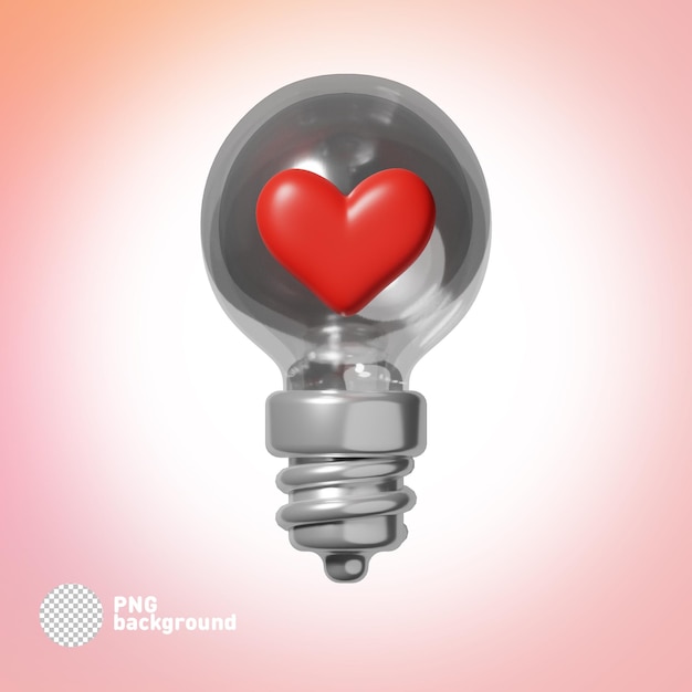 PSD psd 3d rendering of isolated love lamp icon illustration concept