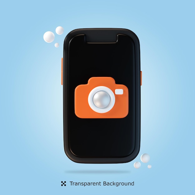 Psd 3d rendering icona fotocamera mobile 3d illustrazione isolata