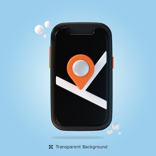 PSD psd 3d rendering mobile map 3d icon isolated illustration