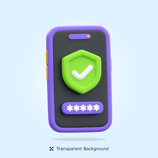 psd 3d rendering of mobile protection