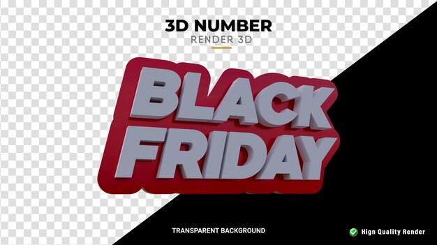 PSD 3d rendering of black friday isolated high quality