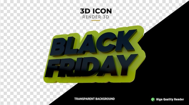 PSD 3d rendering of black friday isolated yellow texture black text high quality