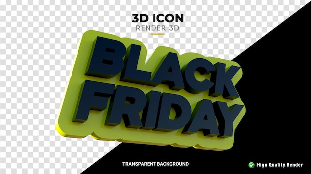 PSD 3d rendering of black friday isolated yellow texture black text high quality