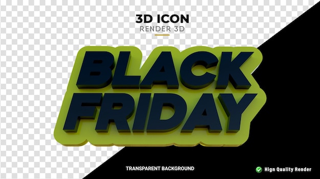 PSD 3d rendering of black friday isolated yellow texture black text high quality
