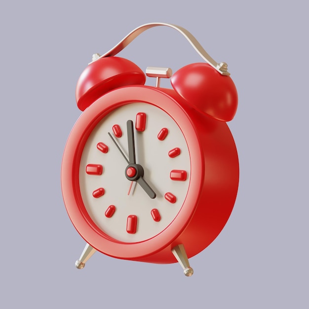 PSD 3D Rendering of red alarm clock