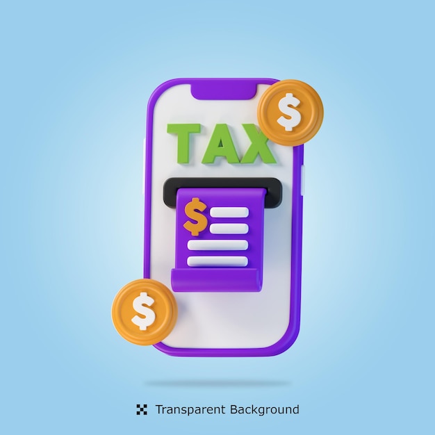 PSD psd 3d rendering online tax payment 3d icon isolated illustration
