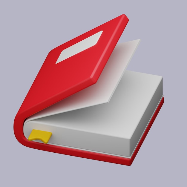 開いた赤い本の PSD 3D レンダリング