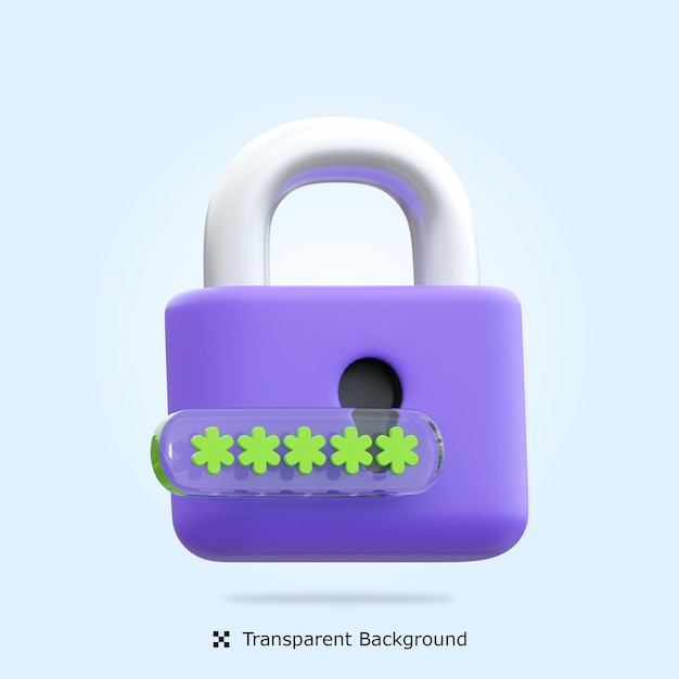 Rendering 3d psd del codice della password