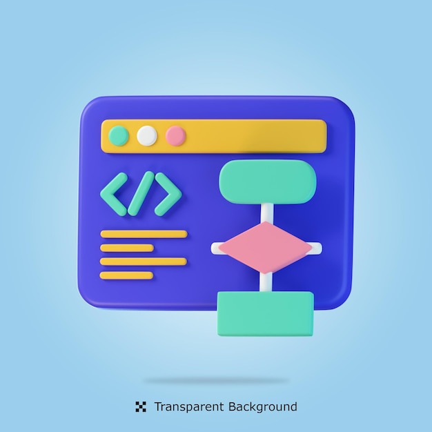 Psd 3d rendering programming algorithm 3d icon isolated illustration