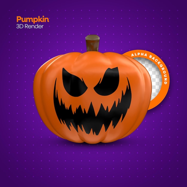 Psd 3d rendering of realistic halloween pumpkin