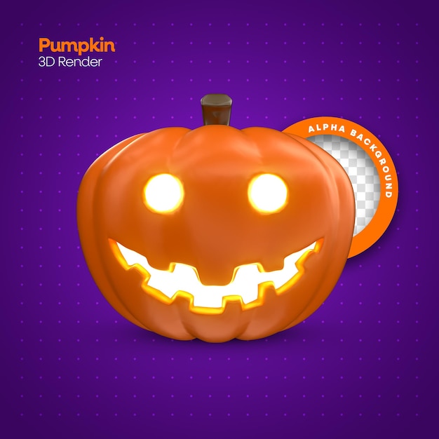 Psd 3d rendering of realistic halloween pumpkin