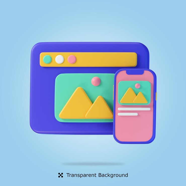 PSD psd 3d rendering responsive website 3d icon isolated illustration