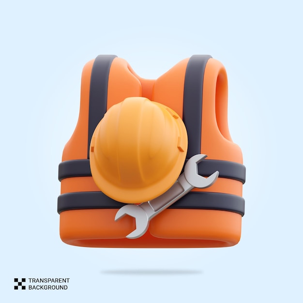 PSD psd 3d rendering of safety vest and helmet icon