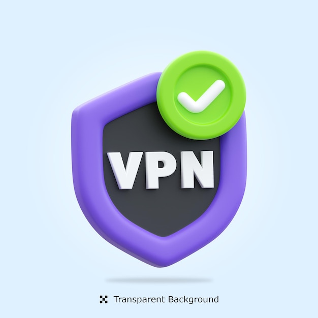 Psd 3d rendering of secure vpn security