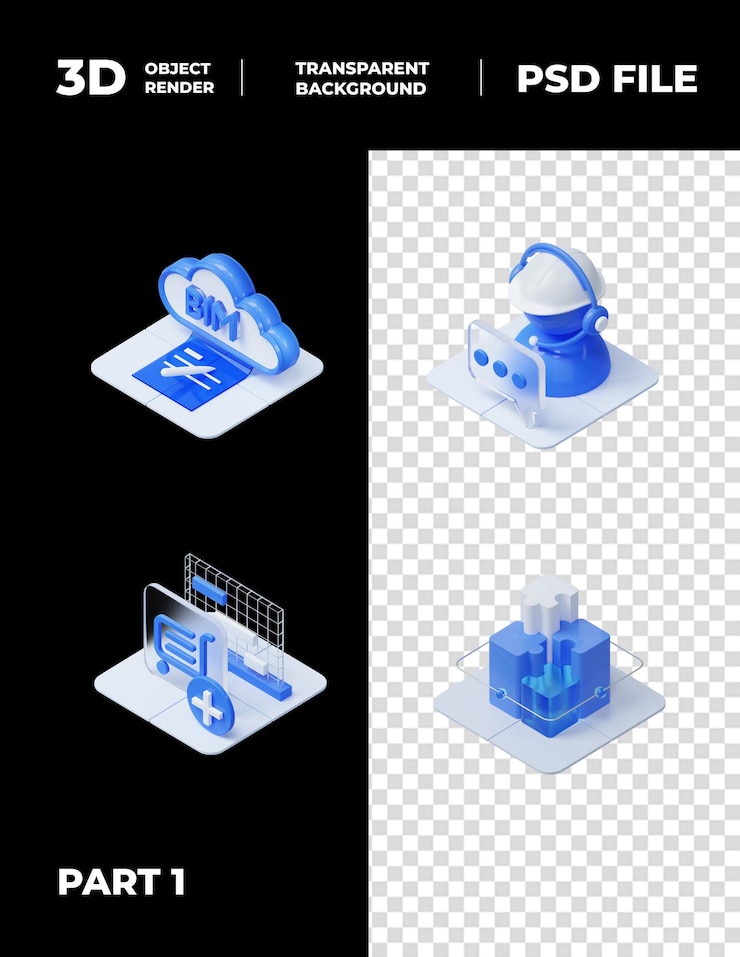 PSD элементы иконки технологии рендеринга psd 3d