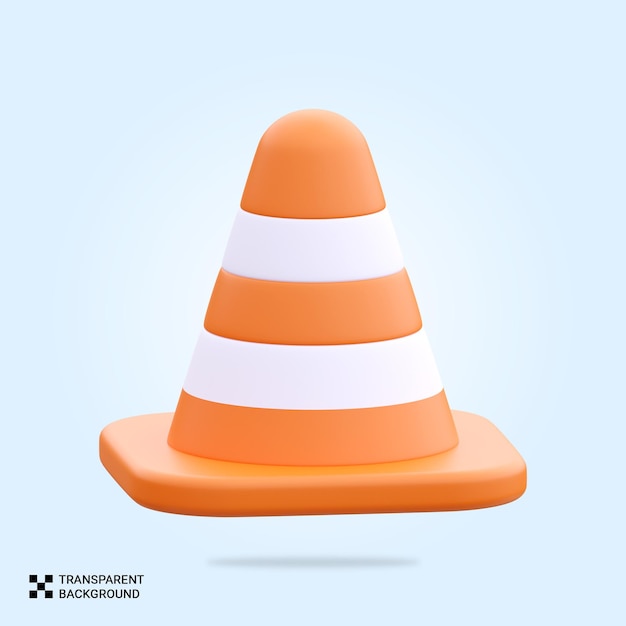 Psd 3d rendering of traffic cone icon