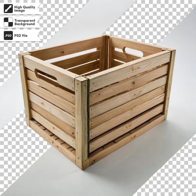 PSD 3d-rendering van een houten kist op transparante achtergrond met bewerkbare maskerlaag