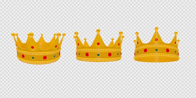 PSD 3d-rendering van gouden kroon geïsoleerd op transparante achtergrond