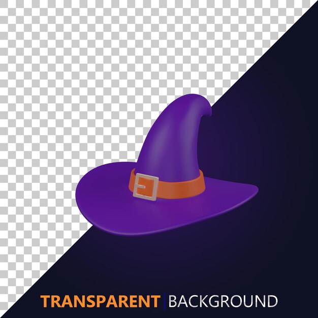 Psd 3d rendering witch hat illustration