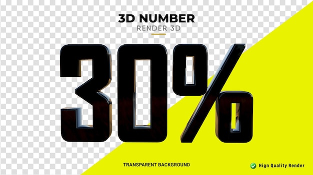 Rendering psd 3d con uno sconto del 30% di rendering di alta qualità in colore nero lucido