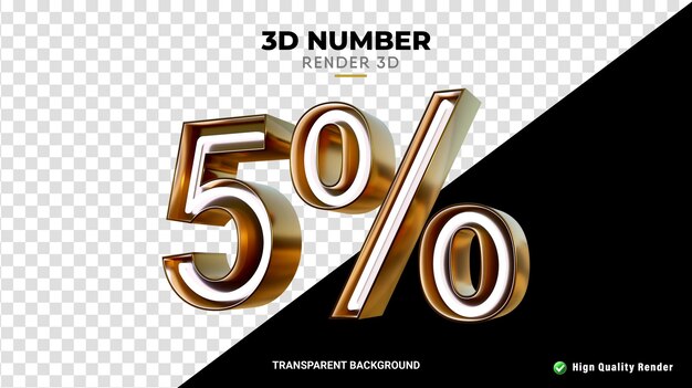 PSD 3d rendering with a 5 percent discount neon design high quality render