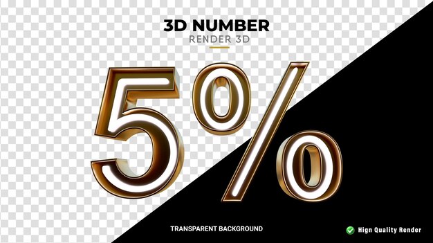 PSD 3d rendering with a 5 percent discount neon design high quality render