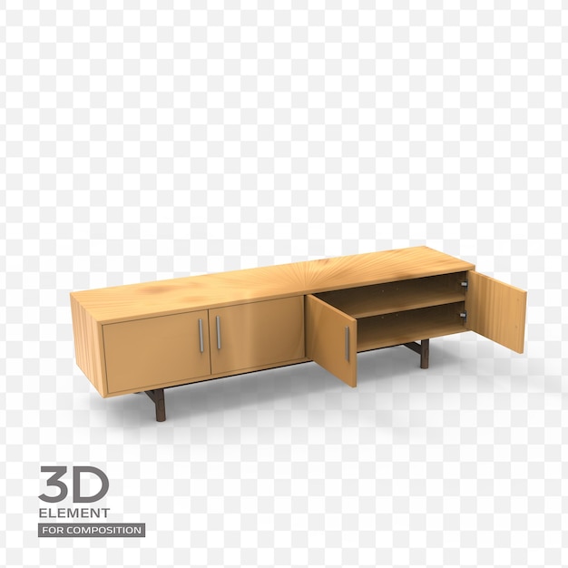 Psd 3d rendering di legno salotto scrivania interno isolato