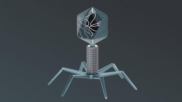 PSD psd 3d renderowana ilustracja bakteriofaga