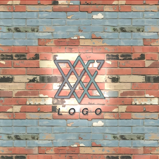 PSD psd 3d retro grunge brick wall logo mockup with smart object