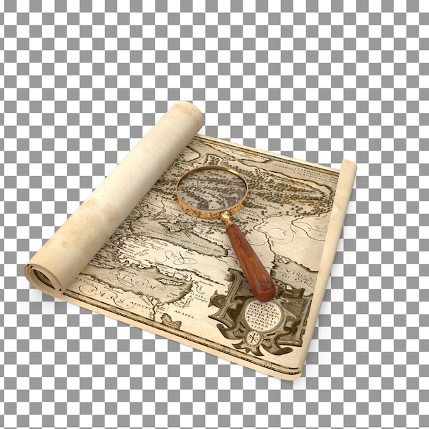 PSD 3D レトロマップ 隔離された透明な背景