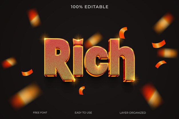 Psd 3d rich text effect style editable