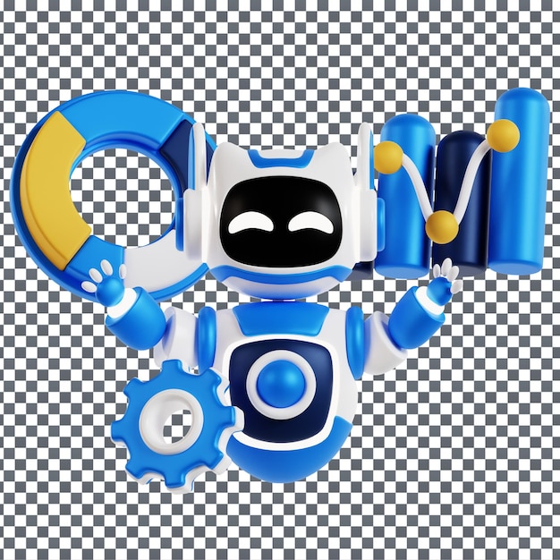 psd 3d robot icon on isolated and transparent background