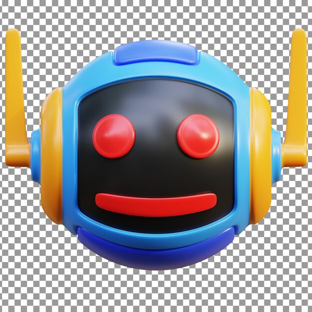 PSD 3D Robot icon on Isolated and transparent background