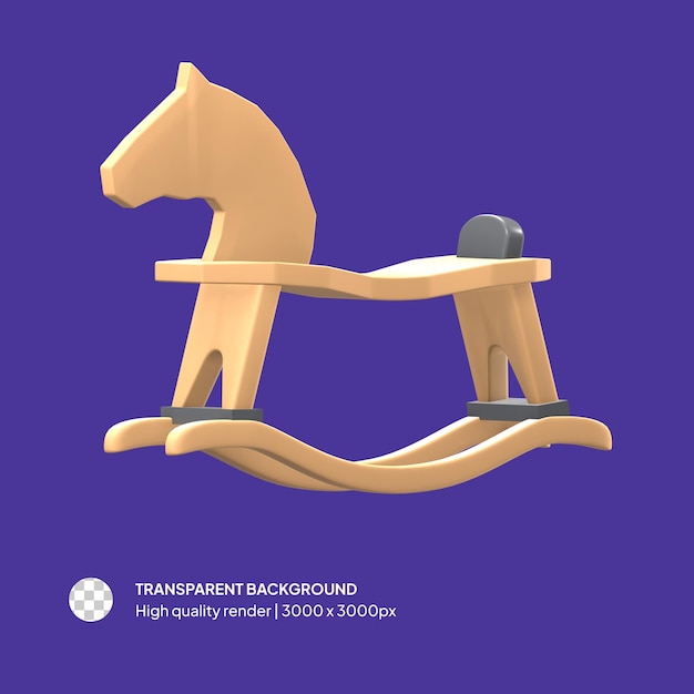 PSD psd 3d rocking horse chair isolated background