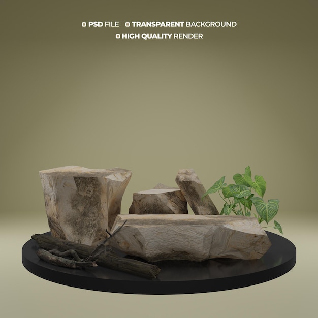 PSD 3D rockowy podium do prezentacji produktów