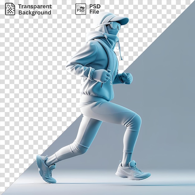 PSD psd 3d runner in a marathon hoodie and running shoes