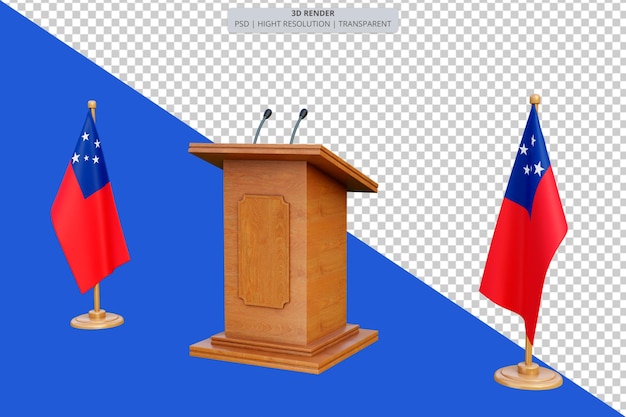 Psd 3d samoa presidential election podium with flag