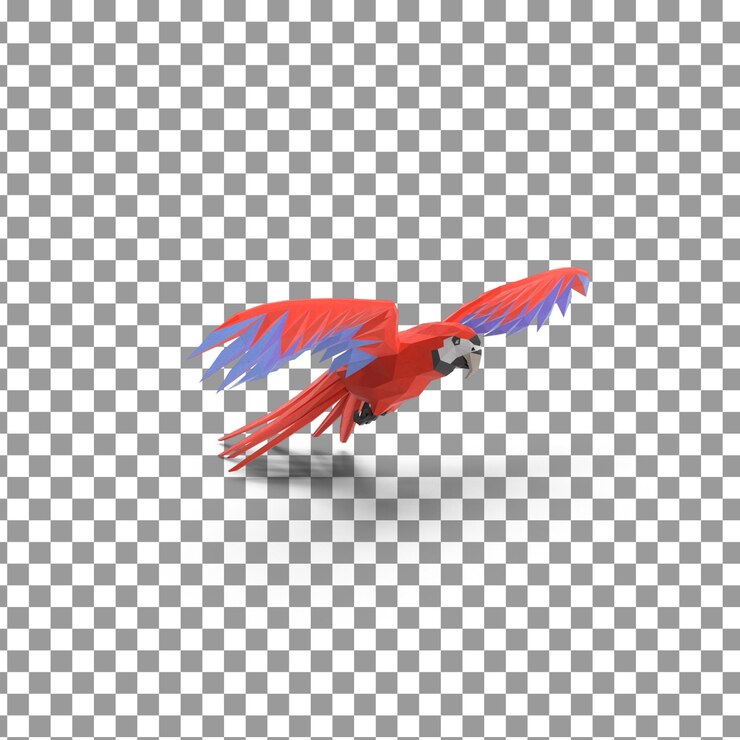 PSD psd 3d scarlet macaw top on isolated and transparent background
