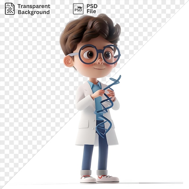 PSD psd 3d scientist cartoon conducting groundbreaking genetic research on a isolated background