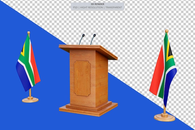 Psd 3d podio delle elezioni presidenziali in sud africa con bandiera