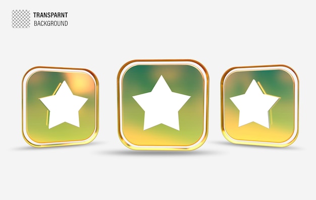 Psd 3d square with star icons set