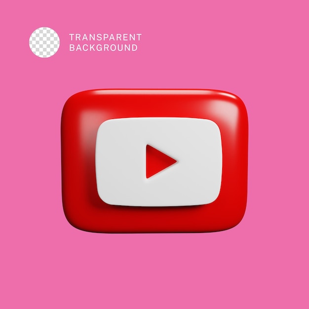 PSD youtube 로고가 있는 psd 3d 사각형