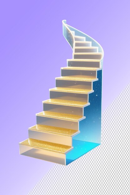 Psd 3d stair isolated on a transparent background